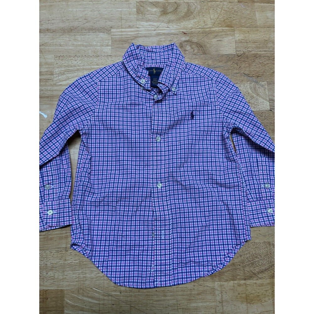 Ralph Lauren Size 3/3T Pink/Blue Plaid Button Up Shirt Preppy Holidays School